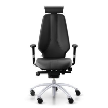 RH Logic 400 Work Desk Chair - Black Leather w/ Neckrest RH