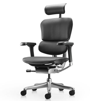 Ergohuman Elite G2 Office Chair - Black Leather w/ Polished Frame - Comfort Workspace - Back2