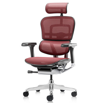Ergohuman Elite G2 Mesh Office Chair - Scarlet Red Mesh Black with Polished Aluminium Comfort Workspace