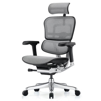 Ergohuman Elite G2 Mesh Office Chair - Grey Mesh w/ Black Frame With Headrest Comfort Workspace