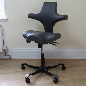 HAG Capisco 8106 Chair, Charcoal Leather w/ Black Base - Showroom Model - HAG - Back2