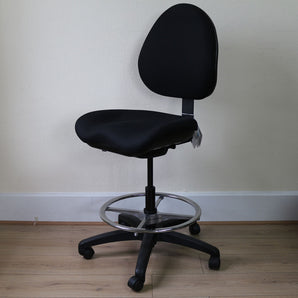 Bodybilt 707 Office Stool, Black w/ Footring- Showroom Model - Bodybilt - Back2