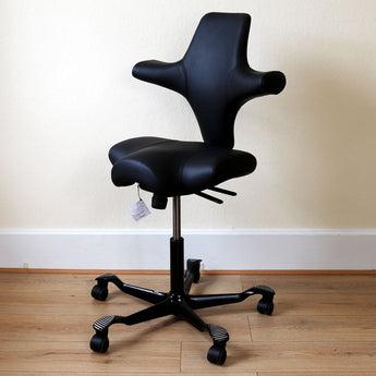 HAG Capisco 8106 Chair, Black Leather w/ Black Base - Showroom Model - HAG - Back2