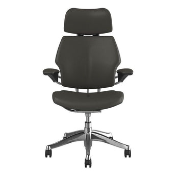Humanscale Freedom Headrest - Charcoal Ticino Leather w/ Polished Frame Humanscale