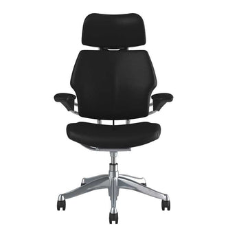 Humanscale Freedom Headrest Chair - Ticino Black Leather w/ Polished Frame Humanscale