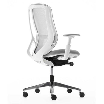 Okamura Sylphy Office Chair C6E5BW FMR3 – White Body Polished Base Grey Fabric #MWS Options 1