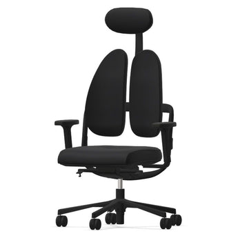 Grahl Duo Back Type 11 Office Chair w/ Headrest - Black Fabric & Base w/ 2D Armrests Grahl