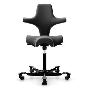 HAG Capisco 8106 Chair - Black Paloma Leather w/ Black Base - HAG - Back2