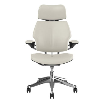 Humanscale Freedom Headrest - White Ticino Leather w/ Polished Frame - Humanscale - Back2