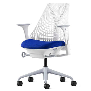 Herman Miller Sayl Desk Chair - White Frame w/ Blue Seat - Herman Miller - Back2