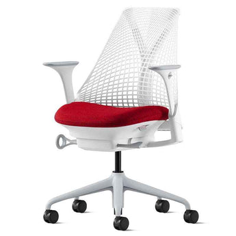 Herman Miller Sayl Chair - White Frame w/ Red Seat - Herman Miller - Back2