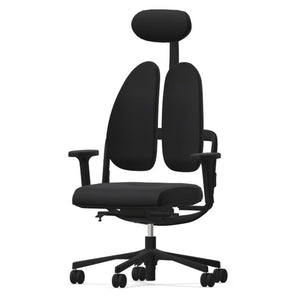 Grahl Duo Back Type 11 Office Chair w/ Headrest - Black Fabric & Base w/ 2D Armrests - Grahl - Back2